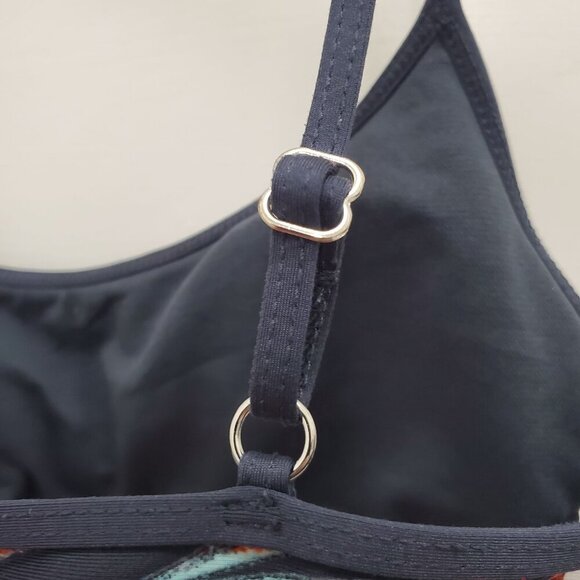 Mossimo Women's Y2K Navy Tropical Leaf Cage Side Pull On Bikini Swim Bralette S - Picture 4 of 7